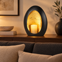HEM HEM Decoratieve Lantaarn Zwart Goud - Metalen Kaarsenhouder - Sfeerlantaarn 27 x 14,5 x 36 cm - Woondecoratie - Inclusief Microvezeldoekje