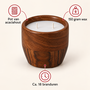 HEM HEM Kaars in Acaciahouten Pot Ø10 cm - Houten Kaars - 150 g Wax - 18 Branduren - Donkerbruin - Met Microvezeldoekje