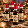 HEM HEM Kerstmuts voor wijnfles - 4 stuks - Rood wit - 20 x 7 cm