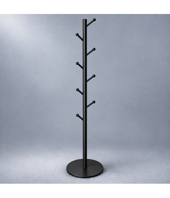 HEM HEM Staande Kapstok Zwart - 8 Haken - 175 cm - Met HEM Microvezeldoekje