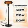 HEM HEM Staande Terrasverwarmer 2000W - Elektrische Terrasheater - 3 Warmtestanden - In Hoogte Verstelbaar - Zwart - Met HEM Microvezeldoekje