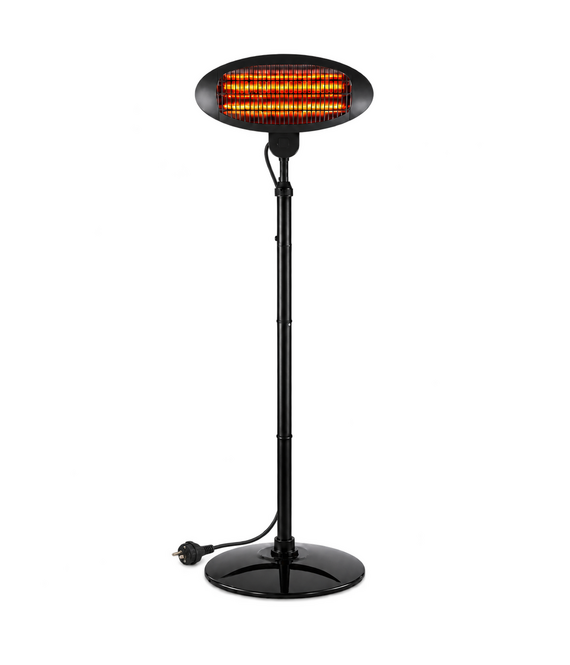 HEM HEM Staande Terrasverwarmer 2000W - Elektrische Terrasheater - 3 Warmtestanden - In Hoogte Verstelbaar - Zwart - Met HEM Microvezeldoekje