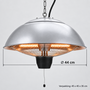 HEM HEM Hangende Terrasverwarmer 1500 W - Halogeen - Elektrisch - Zilver