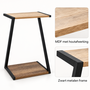 HEM HEM Bijzettafel 29 x 20 x 50 cm - Plantentafel - Campingtafel - Zwart Metaal en MDF - Met Microvezeldoekje