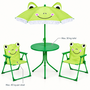 HEM Kinder Tuinset met Parasol - Kikker - 4-delig - Tafel met 2 Inklapbare Kinderstoelen - Groen - Inclusief HEM Microvezeldoekje