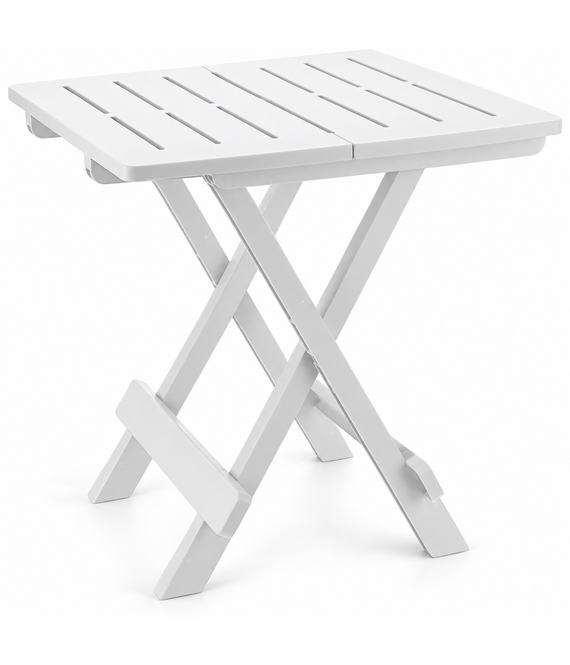 HEM HEM Inklapbare Bijzettafel Buiten Wit - Opvouwbare Tuintafel - Balkontafel - Terrastafel - Met Microvezeldoekje