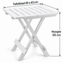 HEM HEM Inklapbare Bijzettafel Buiten Wit - Opvouwbare Tuintafel - Balkontafel - Terrastafel - Met Microvezeldoekje