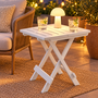 HEM HEM Inklapbare Bijzettafel Buiten Wit - Opvouwbare Tuintafel - Balkontafel - Terrastafel - Met Microvezeldoekje