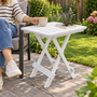 HEM HEM Inklapbare Bijzettafel Buiten Wit - Opvouwbare Tuintafel - Balkontafel - Terrastafel - Met Microvezeldoekje