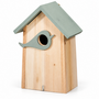 HEM HEM Vogelhuisje Hout - Nestkast voor Tuinvogels - 16 x 10 x 23 cm - Groen met Naturel Hout - Hangend - Met Microvezeldoekje