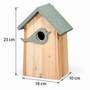 HEM HEM Vogelhuisje Hout - Nestkast voor Tuinvogels - 16 x 10 x 23 cm - Groen met Naturel Hout - Hangend - Met Microvezeldoekje