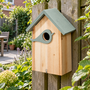 HEM HEM Vogelhuisje Hout - Nestkast voor Tuinvogels - 16 x 10 x 23 cm - Groen met Naturel Hout - Hangend - Met Microvezeldoekje