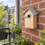 HEM HEM Vogelhuisje Hout - Nestkast voor Tuinvogels - 16 x 10 x 23 cm - Groen met Naturel Hout - Hangend - Met Microvezeldoekje