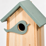 HEM HEM Vogelhuisje Hout - Nestkast voor Tuinvogels - 16 x 10 x 23 cm - Groen met Naturel Hout - Hangend - Met Microvezeldoekje