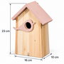 HEM HEM Vogelhuisje Hout - Nestkast voor Tuinvogels - 16 x 10 x 23 cm - Roze met Naturel Hout - Hangend - Met Microvezeldoekje