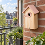 HEM HEM Vogelhuisje Hout - Nestkast voor Tuinvogels - 16 x 10 x 23 cm - Roze met Naturel Hout - Hangend - Met Microvezeldoekje