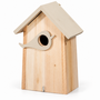 HEM HEM Vogelhuisje Hout - Nestkast voor Tuinvogels - 16 x 10 x 23 cm - Grijs met Naturel Hout - Hangend - Met Microvezeldoekje