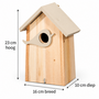 HEM HEM Vogelhuisje Hout - Nestkast voor Tuinvogels - 16 x 10 x 23 cm - Grijs met Naturel Hout - Hangend - Met Microvezeldoekje