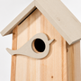HEM HEM Vogelhuisje Hout - Nestkast voor Tuinvogels - 16 x 10 x 23 cm - Grijs met Naturel Hout - Hangend - Met Microvezeldoekje
