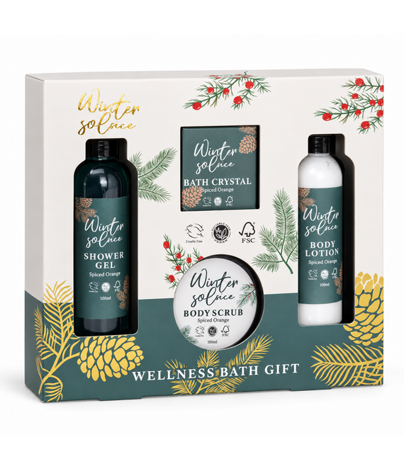 HEM HEM Badset 4-delig - Wellness Cadeauset voor Vrouwen met Douchegel, Bodylotion, Bodyscrub en Badzout - Cadeau voor Haar met Microvezeldoekje