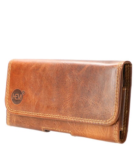 HEM HEM (Rund) Leer Broekriem Hoesje – Geschikt voor iPhone 17 Pro / iPhone 18 Pro – Country Bruin Broekriem Telefoonhoesje
