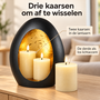 HEM HEM Lantaarn Zwart Goud met 3 Witte LED Kaarsen - Metalen Kaarsenhouder - Afstandsbediening en Timer 6 Uur - Sfeerverlichting Binnen
