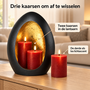 HEM HEM Lantaarn Zwart Goud met 3 Rode LED Kaarsen - Metalen Kaarsenhouder - Afstandsbediening en Timer 6 Uur - Sfeerverlichting Binnen