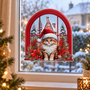 HEM HEM Raamsticker Kerst Kat - 28x28 cm - Raamdecoratie - Pop-up Laserfinish