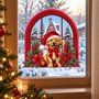 HEM HEM Raamsticker Kerst Hond - 28x28 cm - Raamdecoratie - Pop-up Laserfinish