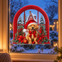 HEM HEM Raamsticker Kerst Hond - 28x28 cm - Raamdecoratie - Pop-up Laserfinish