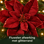 HEM HEM kerstster op clip - Bordeauxrood - 28 cm - Fluwelen kerstbloem met glitterrand