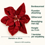 HEM HEM kerstster op clip - Bordeauxrood - 28 cm - Fluwelen kerstbloem met glitterrand