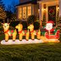 HEM HEM Opblaasbare kerstman met slee en 3 rendieren – 355 cm – Kerstdecoratie buiten – 8 koelwitte LED’s – Inclusief pomp en opbergzak