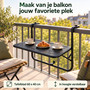 HEM HEM Hangende Balkontafel - Balkon Hangtafel voor Reling - 60 x 40 x 70 cm - In Hoogte Verstelbaar - Staal - Matzwart - Inclusief HEM Microvezeldoekje