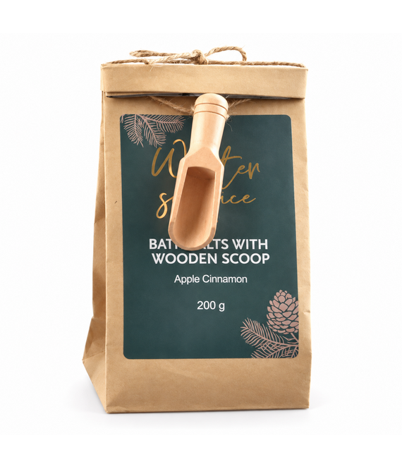 HEM HEM Badzout Cadeauset - 3 Geuren - 3 x 200 g - Sinaasappel, Pompoen en Appel-Kaneel - Met Houten Schepjes - Inclusief HEM Microvezeldoekje