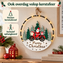 HEM HEM Kerst Raamdecoratie met LED - Kerstman op Fiets - Kerstring 20 cm - Warm Wit - Houten Kersthanger op Batterijen
