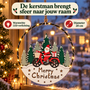 HEM HEM Kerst Raamdecoratie met LED - Kerstman op Fiets - Kerstring 20 cm - Warm Wit - Houten Kersthanger op Batterijen