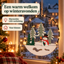 HEM HEM Kerst Raamdecoratie met LED - Sneeuwpop met Cadeau - Kerstring 20 cm - Warm Wit - Houten Kersthanger op Batterijen
