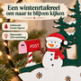 HEM HEM Kerst Raamdecoratie met LED - Sneeuwpop bij Brievenbus - Kerstring 20 cm - Warm Wit - Houten Kersthanger op Batterijen