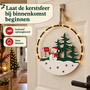 HEM HEM Kerst Raamdecoratie met LED - Sneeuwpop bij Brievenbus - Kerstring 20 cm - Warm Wit - Houten Kersthanger op Batterijen