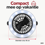 HEM HEM Campinglamp met Ventilator - 2-in-1 LED Tentlamp - 3 Gebruiksstanden - Op Batterijen - Ophangbaar en Staand - 18 cm - Zwart - Inclusief HEM Microvezeldoekje