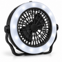 HEM HEM Campinglamp met Ventilator - 2-in-1 LED Tentlamp - 3 Gebruiksstanden - Op Batterijen - Ophangbaar en Staand - 18 cm - Zwart - Inclusief HEM Microvezeldoekje