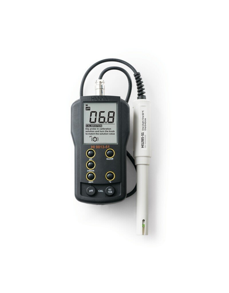 Hanna Hi 9813-51 draagbare EC + pH meter