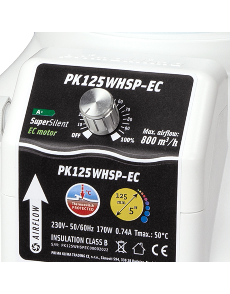 PrimaKlima PrimaKlima Whisperblower EC - Ø125mm - Dimbaar 0 tot 800 m³/u