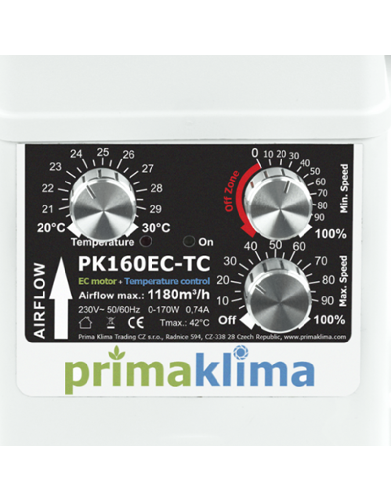 PrimaKlima PrimaKlima EC Ø160mm - 1180 m3/h - Temp Regler - Rohrventilator