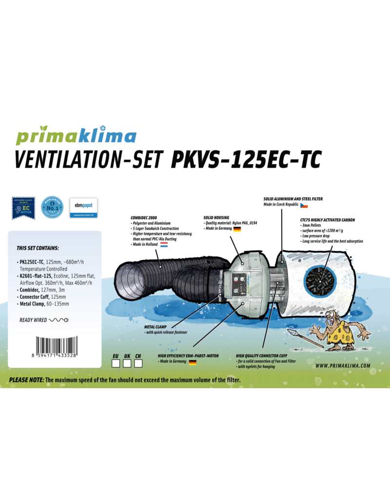 PrimaKlima PrimaKlima PKVS-125EC-TC Abluftset - 680 m³/h - Temperaturgesteuert
