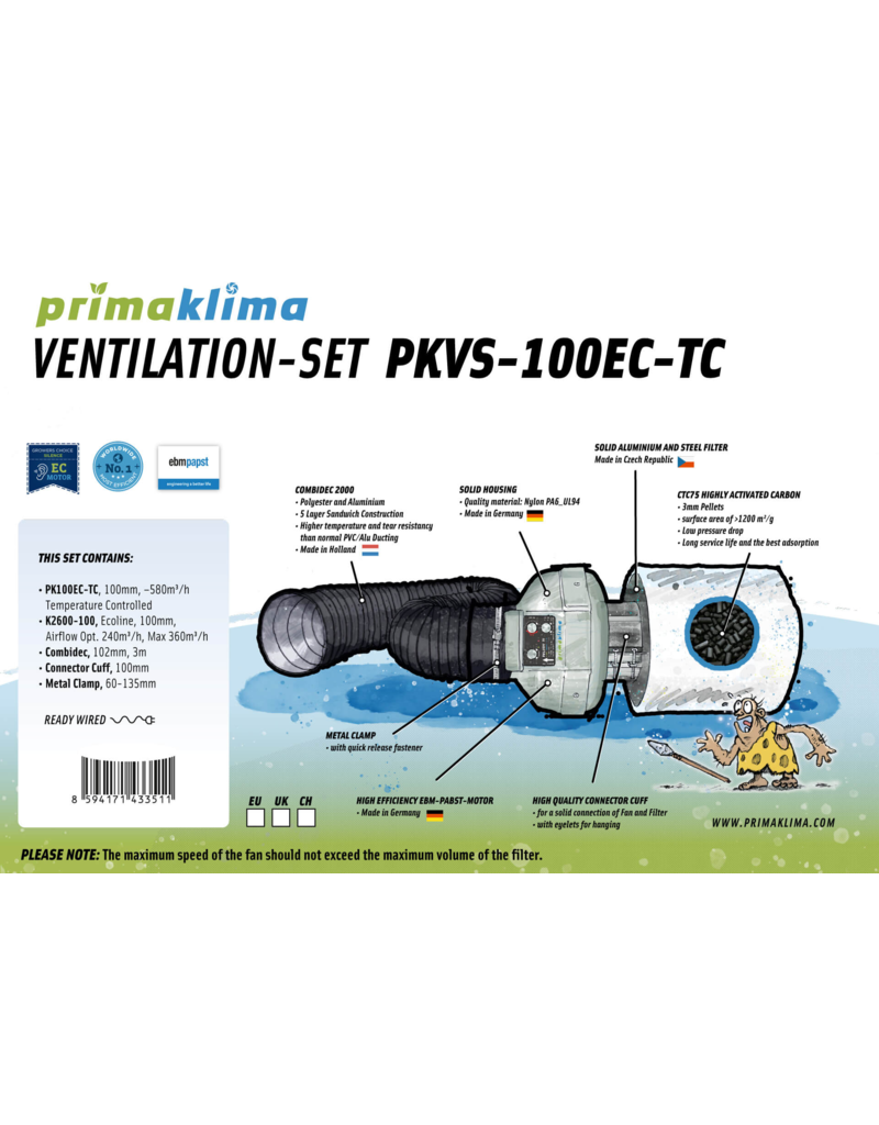 PrimaKlima PrimaKlima PKVS-100EC-TC Abluftset - 360 m³/h - Temperaturgesteuert