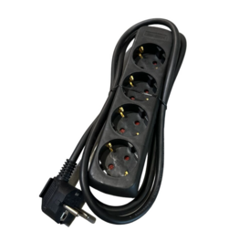 Steckdosenleiste, 4-fach, 1,5 m, schwarz