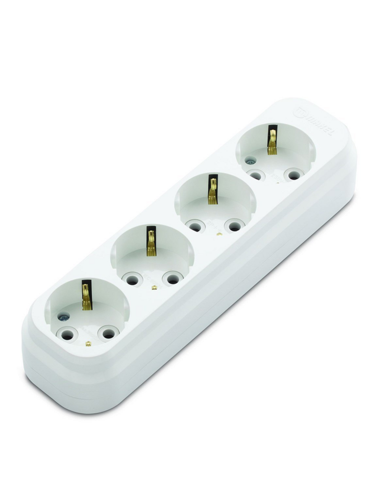 Stekkerdoos, 4-voudig, zonder kabel, wit
