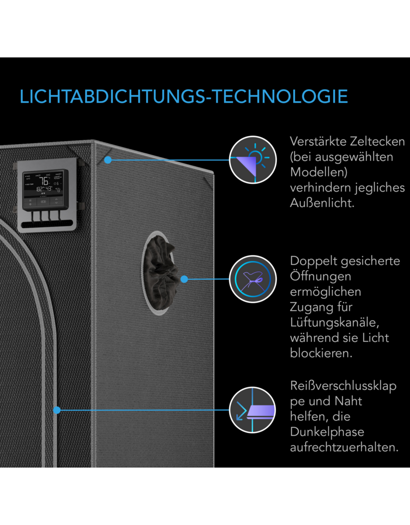 AC Infinity AC Infinity CLOUDLAB 733 Advanced Growzelt 90 x 90 x 180 cm, 2000D Diamant-Mylar Gewebe